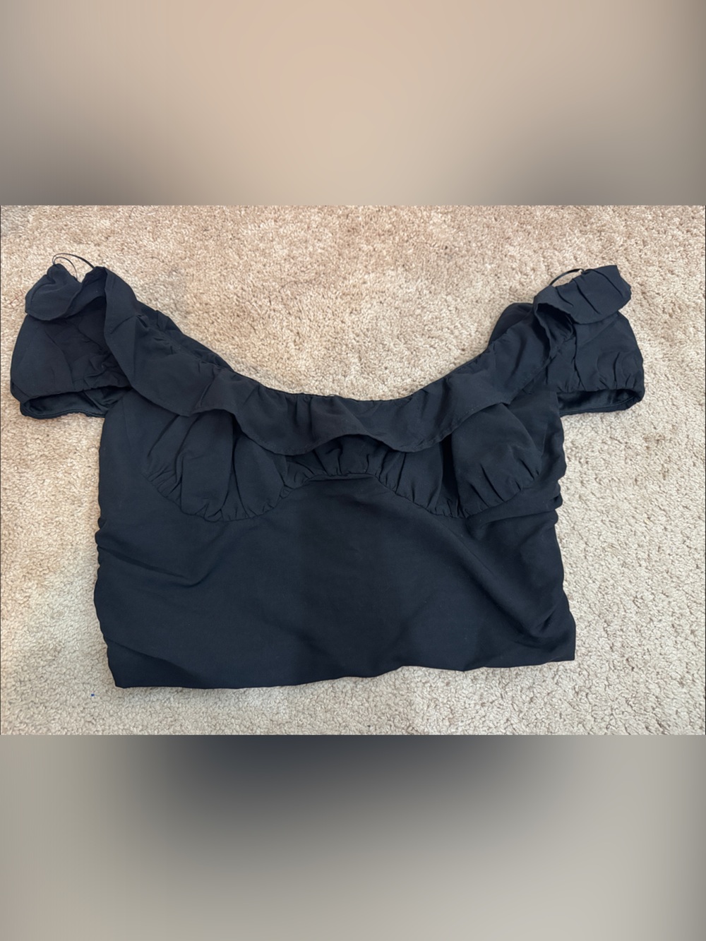 Zara Black Lightweight Top with Elastic Neckline